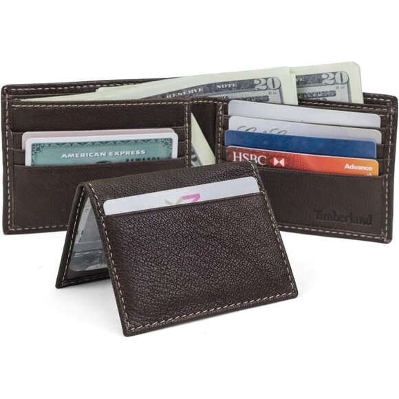 Men Brown Leather Passcase Security RFID Wallet, Dark Brown, One Size